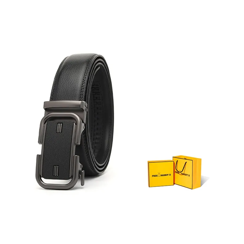 FREE RABBITⅡ Automatic Buckle Business Youth Formal Leather Belts Men's 3.5cm-0