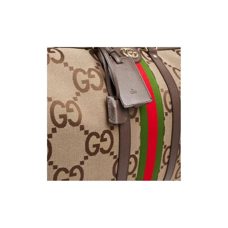 GUCCI Ophidia Canvas With Leather Travel Bags Shoulder Bag Crossbody Bag Handbag Large Size Men's Camel/Brown-2