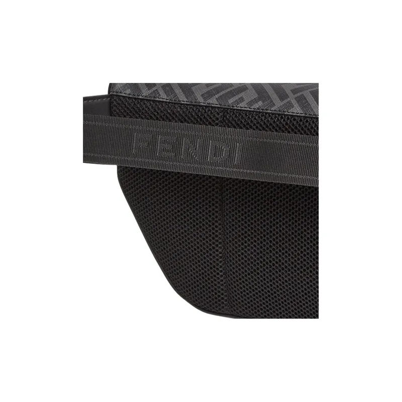 FENDI Cotton With Cow Leather, Polyester, And Polyurethane Shoulder Bag, Crossbody Bag, Fanny Pack Men's Gray-4