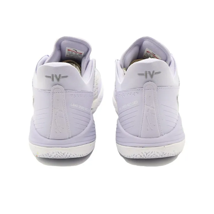 Anta Frivolous Series 4 Slip Resistant Cushioning Wear Resistant Low Top Basketball Shoes Men's Purple Yellow White-4