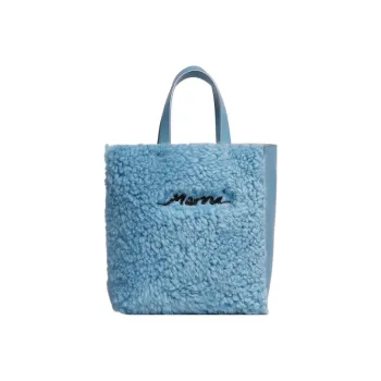 MARNI Curled Merino Shearling Tote Bag, Shopping Bag, Handbag Mini Women's Blue