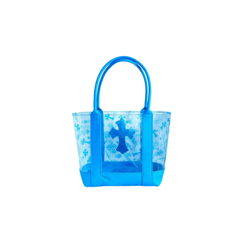 Chrome Hearts Leather Tote Bag Shopping Bag Handbag Mini Women's Blue-1