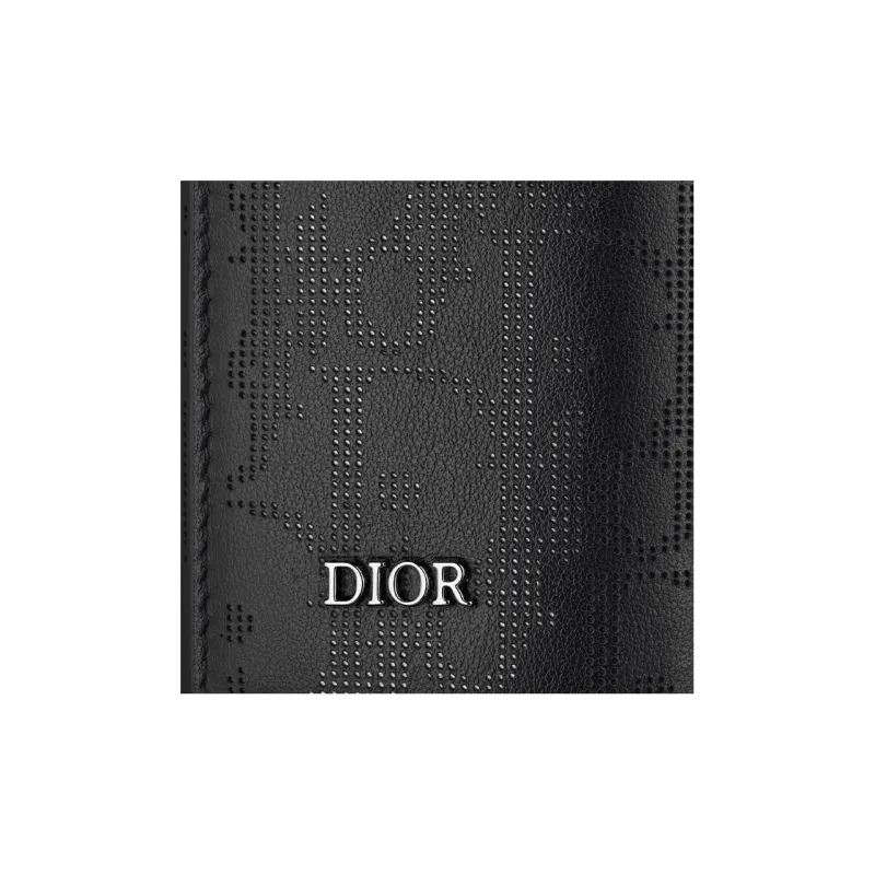 DIOR Oblique Galaxy Smooth Calfskin Key Pouch Men's Black-4