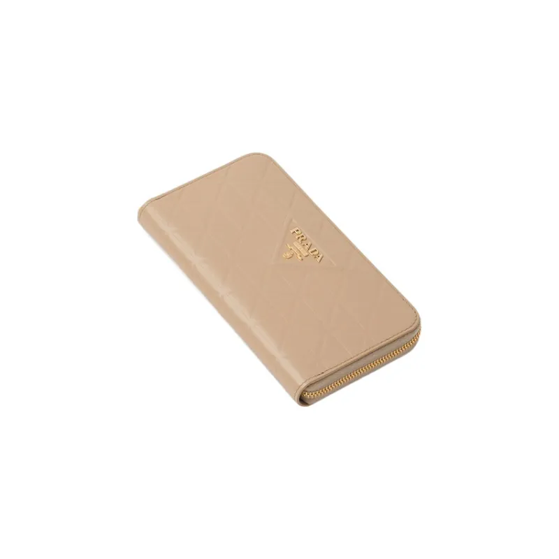 PRADA Leather Wallet Women's Sand Beige Yellow-2