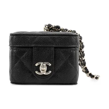 CHANEL Grained Cow Leather Small Square Bag Handbags Women's Black