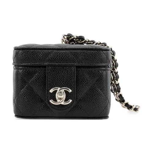 CHANEL Grained Cow Leather Small Square Bag Handbags Women's Black