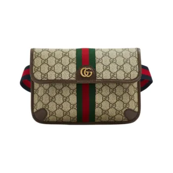 GUCCI Canvas With Leather Sling Bags One Shoulder Crossbody Fanny Pack Small Size Women's Brown/Ebony