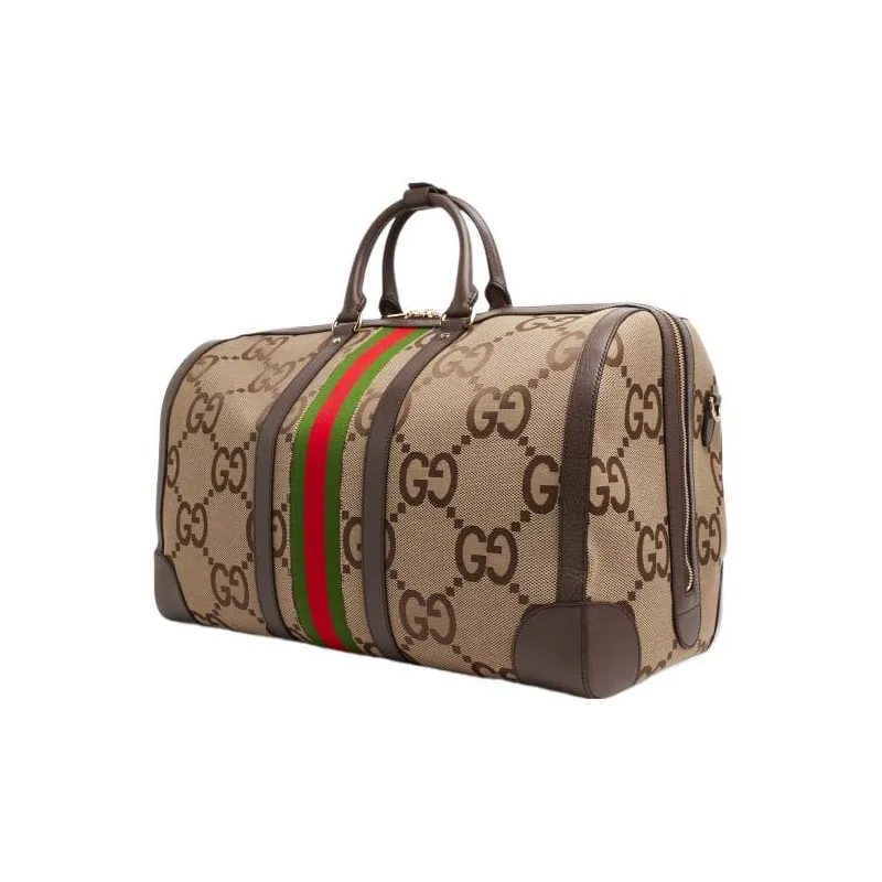 GUCCI Ophidia Canvas With Leather Travel Bags Shoulder Bag Crossbody Bag Handbag Large Size Men's Camel/Brown-1