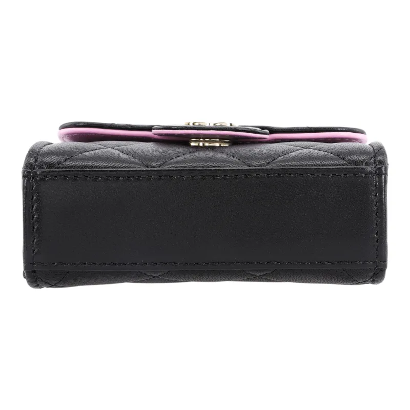CHANEL Sheepskin Clutch, Shoulder Bag, Crossbody Bag Women's Pink & Black-3