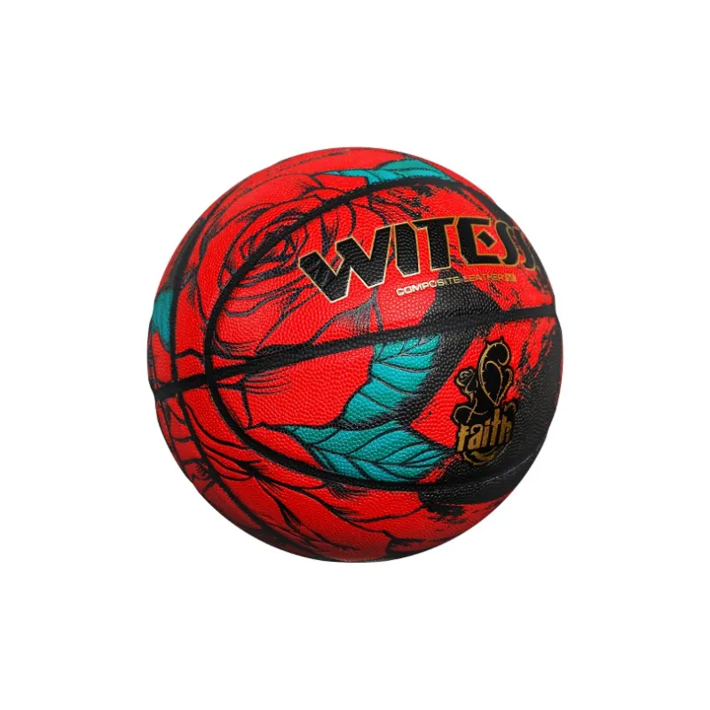 WITESS PU Basketball Red Black Size 7 Training Match Men's-0