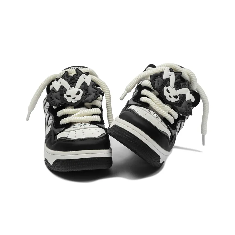 MR.PESIN Low Top Skateboard Shoes Unisex Black White-3