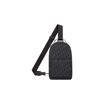 DIOR Oblique Jacquard Fabric Crossbody Bag Shoulder Bag Mini Men's Black