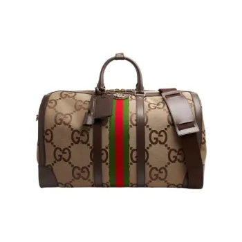 GUCCI Ophidia Canvas With Leather Travel Bags Shoulder Bag Crossbody Bag Handbag Large Size Men's Camel/Brown
