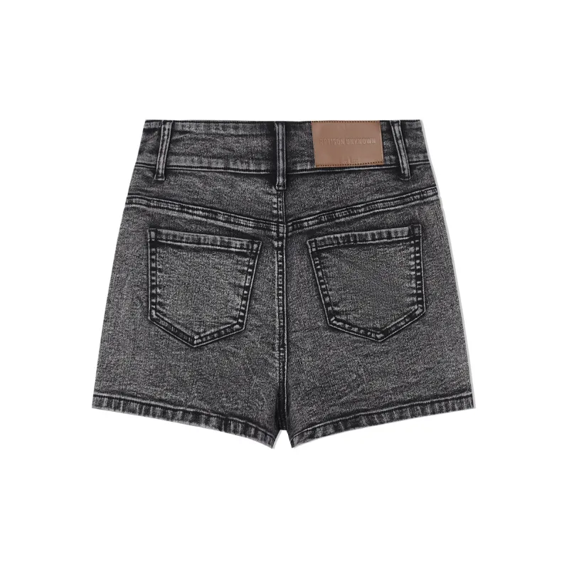 EPTISON WOMAN Denim Shorts Women's Black Gray Color-1