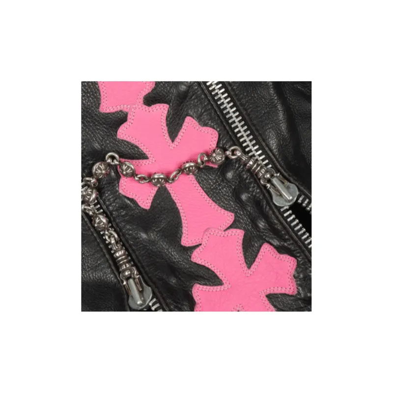 Chrome Hearts Leather Bucket Bags Handbags Unisex Black/Pink-6