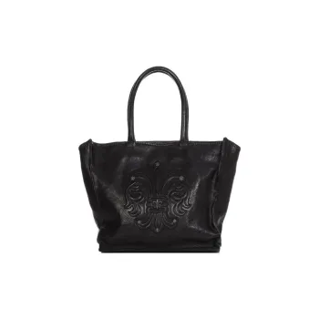 Chrome Hearts Leather Tote Bag Shopping Bag Shoulder Bag Handbag Women's Black
