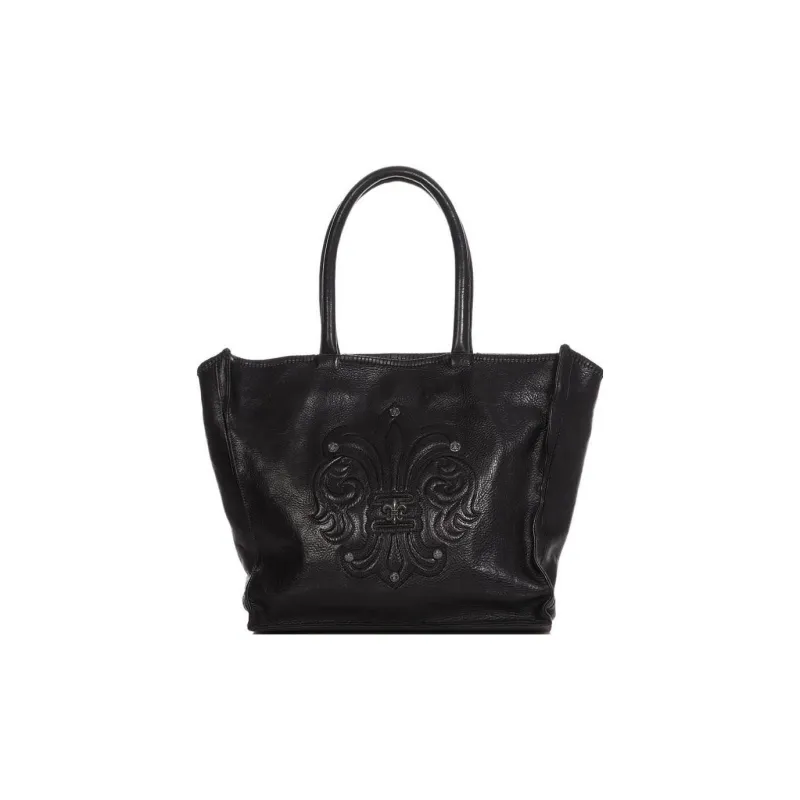 Chrome Hearts Leather Tote Bag Shopping Bag Shoulder Bag Handbag Women's Black-0