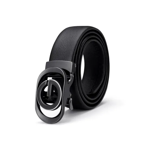 GOLF Cow Leather Automatic Buckle Genuine Leather Belt Men's Black Silver/Black Gold 3.5cm