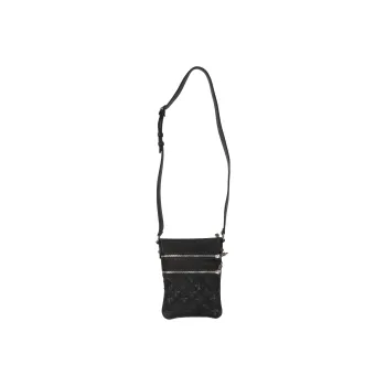 Chrome Hearts Leather Shoulder Bag Crossbody Bag Unisex Black