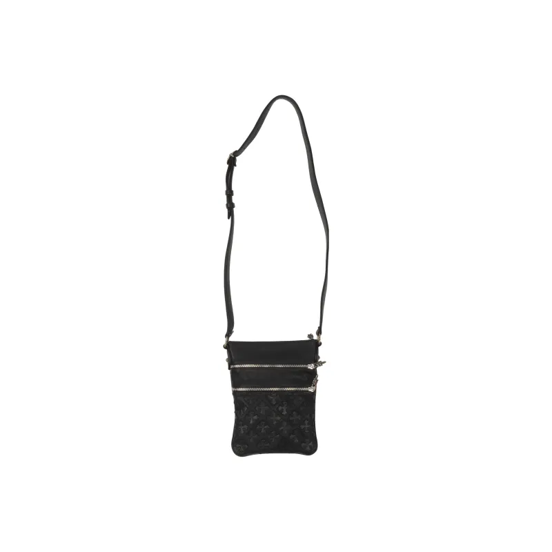 Chrome Hearts Leather Shoulder Bag Crossbody Bag Unisex Black-0