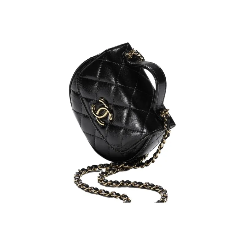 CHANEL Shiny Calfskin Shoulder Bag, Crossbody Bag Women's Black-1