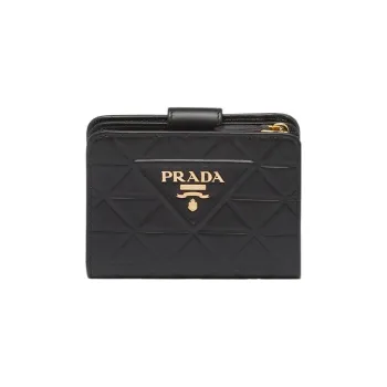 PRADA Leather Wallet Mini Women's Black