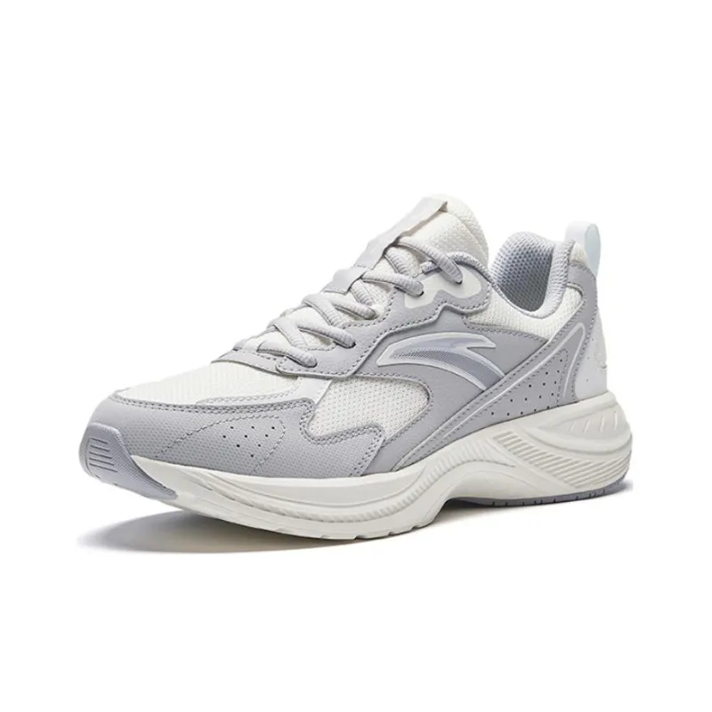 Anta Anti Slip Wear Resistant Low Top Retro Running Shoes Men's Gray White-1