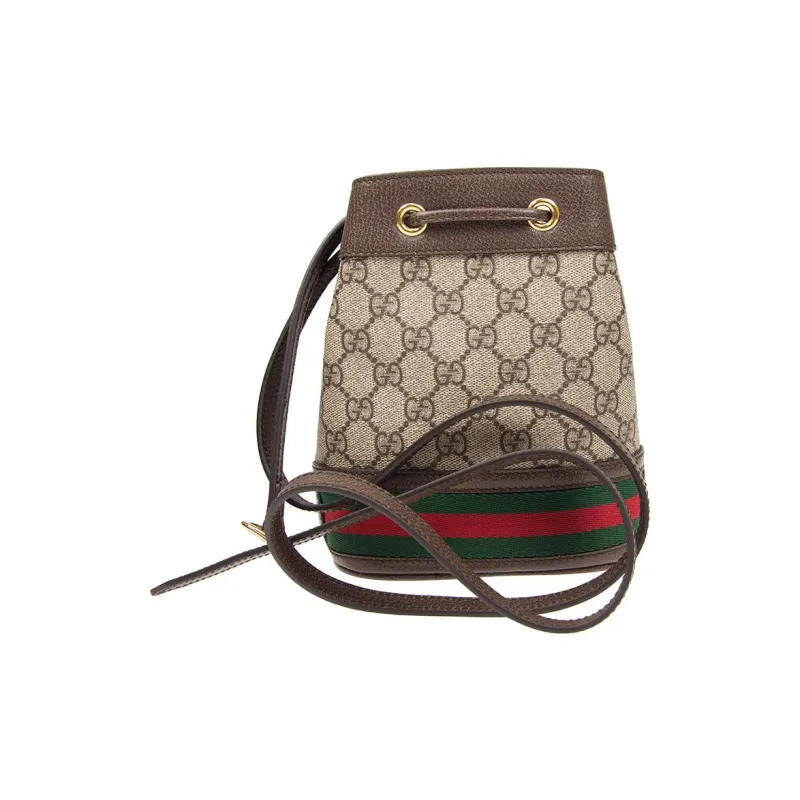 GUCCI Ophidia Canvas With Leather Bucket Bags Crossbody Bag Shoulder Bag Women's Ebony-2