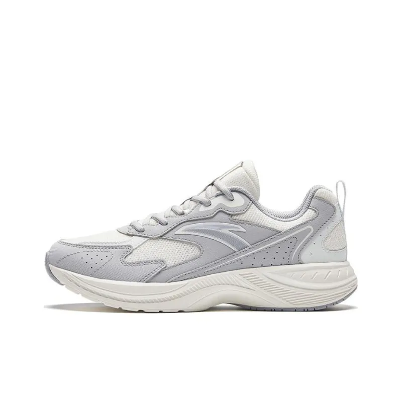 Anta Anti Slip Wear Resistant Low Top Retro Running Shoes Men's Gray White-0