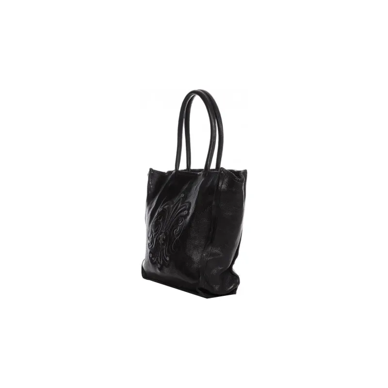 Chrome Hearts Leather Tote Bag Shopping Bag Shoulder Bag Handbag Women's Black-2
