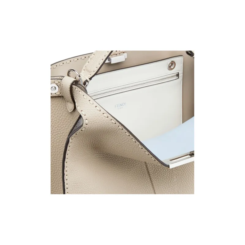 FENDI Peekaboo ISeeU Smooth Calf Leather Tote Bag Shopping Bag Shoulder Bag Crossbody Bag Handbag Men's Light Brown-6