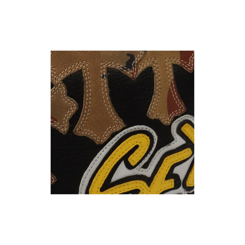 Chrome Hearts Leather Backpack Unisex Black Yellow-6