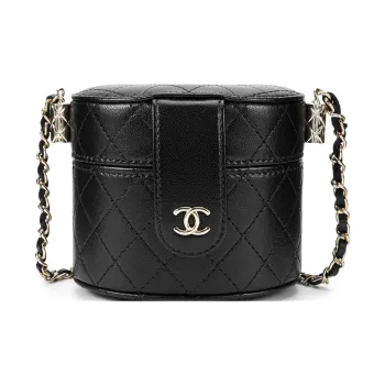 CHANEL Sheepskin Cylinder Bag, One Shoulder Crossbody Bag, Shoulder Bag Women's Black