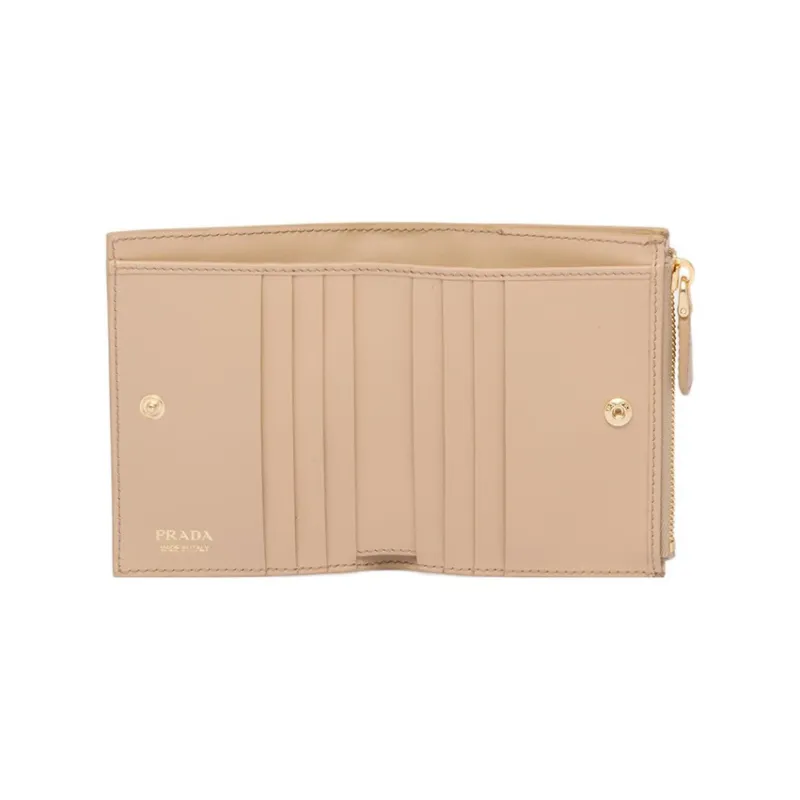 PRADA Leather Wallet Mini Women's Sand Beige Yellow-3