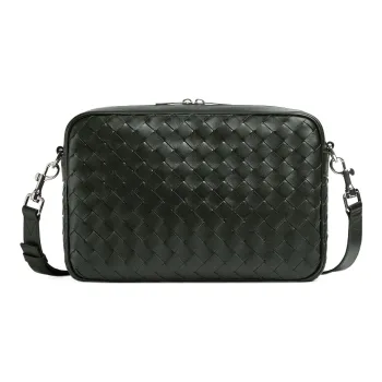 Bottega Veneta Calfskin Camera Bag, Crossbody Bag Medium Size Men's Dark Green