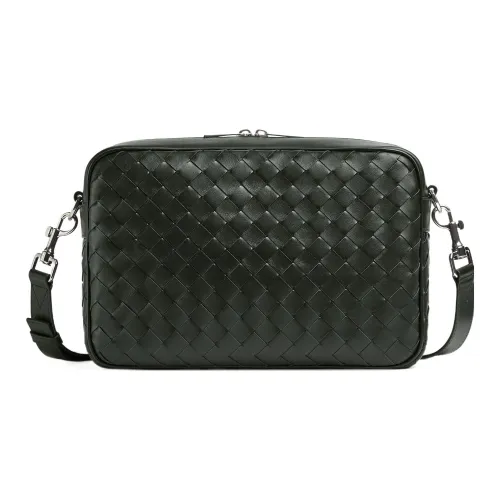 Bottega Veneta Calfskin Camera Bag, Crossbody Bag Medium Size Men's Dark Green
