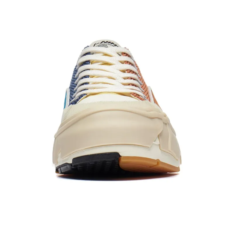 LiNing Wuji Slip Resistant Lightweight Wear Resistant Low Top Skateboard Shoes Men's Brown Blue-3