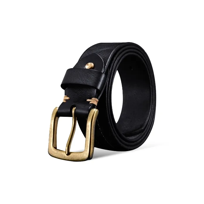 HLA Top Grain Cow Leather Belts Men's Width 3.75CM-0