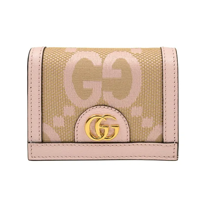 GUCCI Ophidia Canvas With Leather Wallet Women's Beige/Pink-0