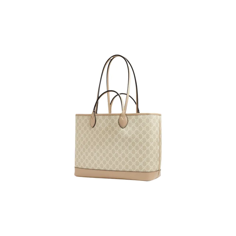 GUCCI Ophidia Canvas With Leather Tote Bag, Shopping Bag, Handbag Medium Size Women's Beige/White-1