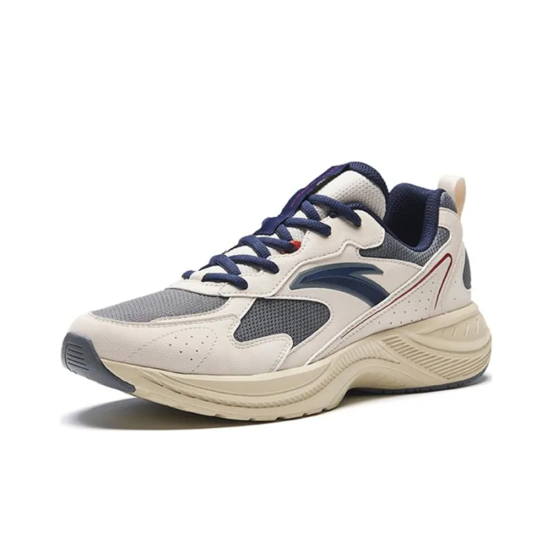 Anta Wear Resistant Low Top Retro Running Shoes Men's White Gray-1