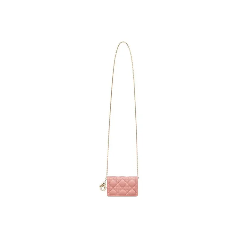 DIOR Lady Dior Sheepskin Clutches Shoulder Bag Crossbody Bag Women's Pink-1