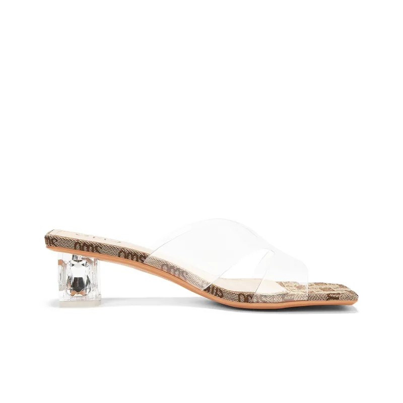 OMS Slide Slippers Women's Transparent Black/Transparent Champagne/Transparent Silver-7