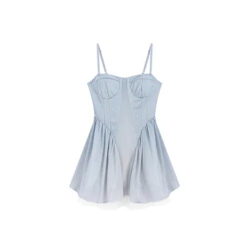 MINCOCROSEPEPPAR Slip Dresses Women's Gray Blue