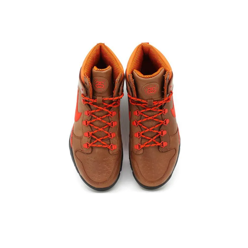 Nike Dunk Oms Premium Stussy Cushioning Anti Slip And Wear Resistant High Top Vintage Basketball Shoes Men's Red Brown-3