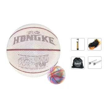 HONGKE PU Basketball Moon White Red Valley Size 7 Ball Reflective Unisex