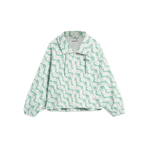 LINING Sports Life Collection Trench Coats Women's Jade Frost Green Combo All Over Print