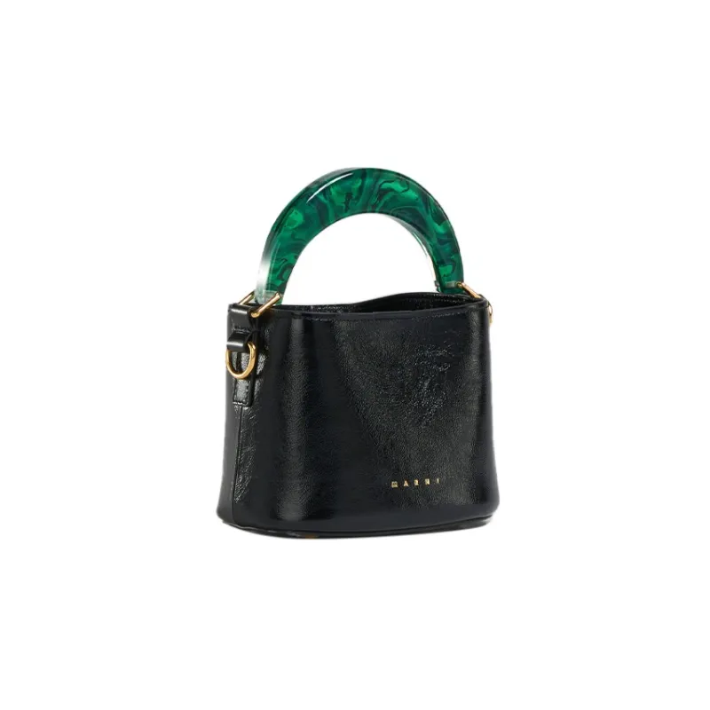 MARNI Venice Patent Leather Bucket Bags Shoulder Bag Crossbody Bag Handbag Mini Women's Black-1