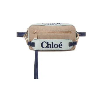 Chloe Woody Linen Canvas Bag Fanny Pack Women's Green/Blue
