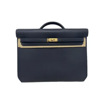 HERMES Kelly Depeches Evercolor Calfskin Business Bag Handbag Regular Men's 2Z Bleu Nuit Midnight Blue